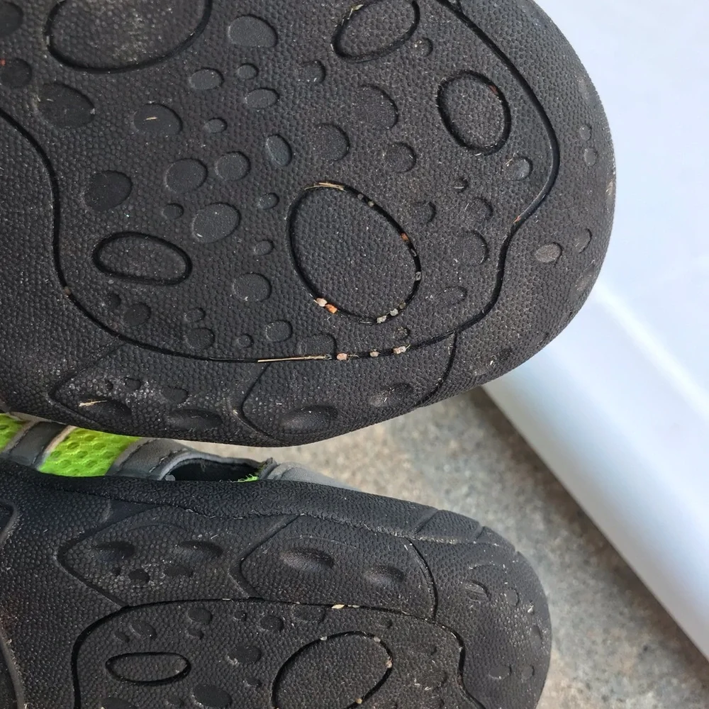 Old Navy 13 Trek Shoes gray neon green yellow mesh lock lace water sandals shoes